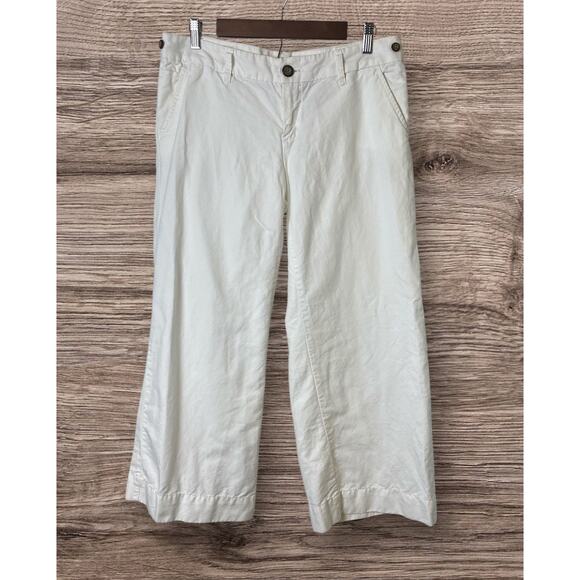 Gap White Linen Blend Wide Leg Chino Pants Women's Size 8 - Picture 1 of 9